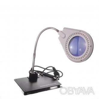 Лупа-лампа настольная YIHUA-628A, LED подсветка 40светод., 5Х +10Х, диаметр 90мм. . фото 1