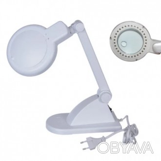 Лупа-лампа Zhongdi с LED подсветкой, ZD-121 настольная, круглая, 3X, 8X, 3W, &Os. . фото 1