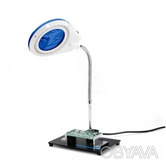 Лупа-лампа настольная YIHUA-628A, LED подсветкой 40светод., 5Х +10Х, диаметр 90м. . фото 1