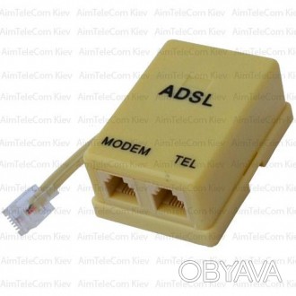 Сплиттер (разветвитель) ADSL (1 гнездо телефонной линии + 1 гнездо модем) предна. . фото 1
