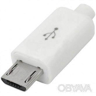 Штекер micro USB 5pin, під шнур, бакеліт, білий, 1уп-100шт
Штекер micro USB 5 pi. . фото 1