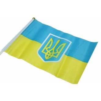 Флажок на палочке с гербом Украины 12 х 20 см. Київ. фото 1 Флажок на палочке с гербом Украины 12 х 20 см. Київ. фото 1