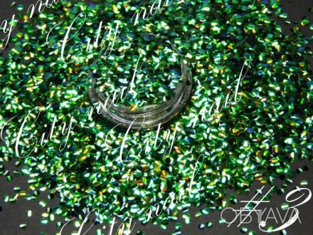  Чешуйки ( рыбья чешуя ) для дизайна ногтей - зеленый цвет
 Чешуйки - это гологр. . фото 1