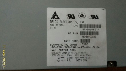 Delta Electronics DPS-200QB A 0950-3021 200W POWER SUPPLY

Повністю в робочому. . фото 4