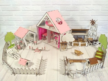 Кукольный домик LITTLE FUN с двориком + кукольная ферма укомплектованы максималь. . фото 1