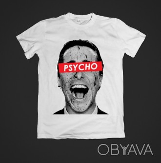 Футболка с печатью Psycho для мужчин
- К заказу доступны белые мужские футболки . . фото 1
