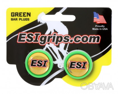 Фирменные заглушки для руля ESI Bar Plug Green, зелёные . В комплекте - 2 штуки.. . фото 1