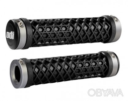 Грипсы ODI Vans® Lock-On Grips, Black w/ Graphite Clamps (черные с графитовыми з. . фото 1