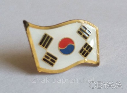 Металлический Значок флаг Литвы,Республики Корея крепление бабочка, размер 8*12 . . фото 1