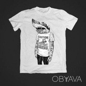 Футболка с печатью Shark для мужчин
- К заказу доступны белые мужские футболки р. . фото 1