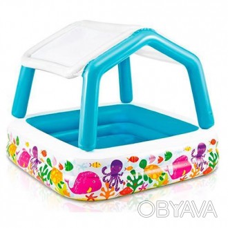 Детский развлекательный надувной бассейн с солнцезащитным козырьком "Домик" Inte. . фото 1