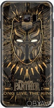 Чехол для телефона на Iphone X (айфон 10) Чёрная Пантера Marvel - стеклянный + Т. . фото 1