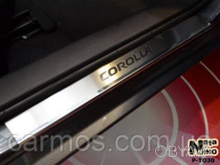 Накладки на пороги для toyota Corolla (2013- ) (тойота королла Е170) с логотипом. . фото 1