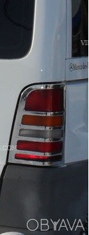  Накладки на стопы Mercedes Vito W638 (2 шт. нерж). Окантовка для задних фонарей. . фото 1