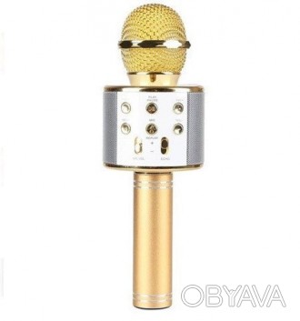 Микрофон караоке беспроводной с колонкой Bluetooth USB WS-858; ТЕМБРАвтономное п. . фото 1