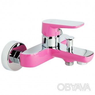 Смеситель для ванны:
	- выполнен в цвете хром-розовый;
	- настенный монтаж;
	- т. . фото 1