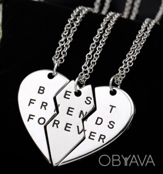 Кулоны на цепочке Друзья 3 шт., тройной, серебристый