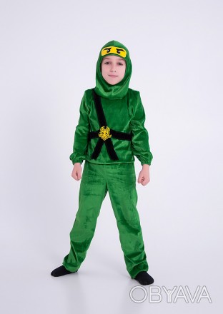 Детский карнавальный Ниндзяго, ниндзя зелёный Лойд р. 98-104 для мальчика подойд. . фото 1