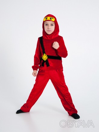 Детский карнавальный Ниндзяго, ниндзя для мальчика красный Кай.
В упаковке с бир. . фото 1