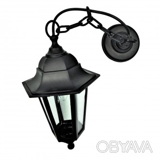
Уличный светильник подвесной Бри Классик черного цвета, на цепочке, с прозрачны. . фото 1