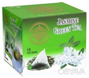 Зеленый чай Жасмин в пакетиках Млесна, 30г, 15 пакетиков, картонная упаковка Зел. . фото 1