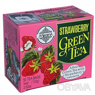 Зеленый чай Клубника в пакетиках Млесна, 200г, картон Mlesna – это элитный сорт . . фото 1