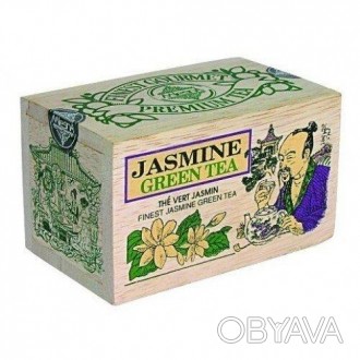 Зеленый чай Млесна Жасмин, 100г, в деревянной коробке Зеленые завитки думбары эт. . фото 1