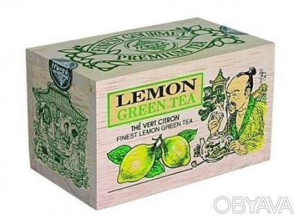 Зеленый чай Лимон Млесна, 100г, в деревянной коробке Зеленый чай с ароматом лимо. . фото 1