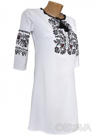 Вышитое женское платье в белом цвете
Платье из ткани мадонна имеет удобный и ори. . фото 1