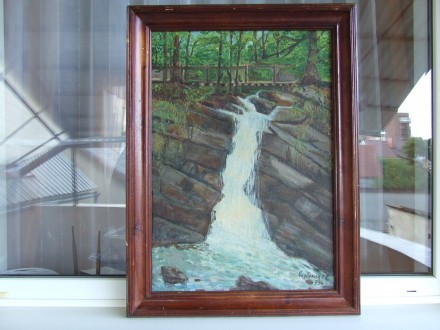 Закарпатская шк. Скубенич С.. х.м . раз. 70 х 50 см. 1993 г. Водопад в Лумшорах.. Ужгород. фото 1 Закарпатская шк. Скубенич С.. х.м . раз. 70 х 50 см. 1993 г. Водопад в Лумшорах.. Ужгород. фото 1