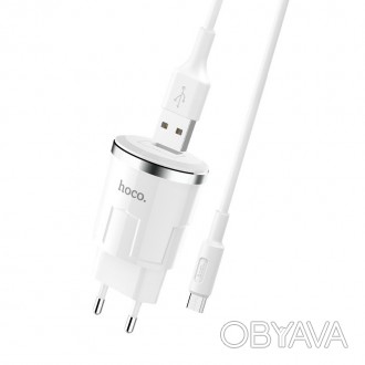 Адаптер сетевой Hoco Thunder Micro cable C37A 1USB. 2.4A Новый. Запечатан. Ориги. . фото 1