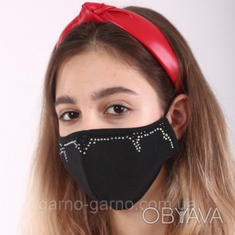 
Красивая Многоразовая защитная маска трикотажная тканевая 3х слойная, маска для. . фото 1