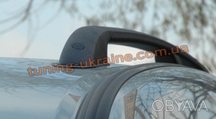 Автомобильные рейлинги на Фиат Добло 2010+ черные с пластиковыми концевиками ABS. . фото 1