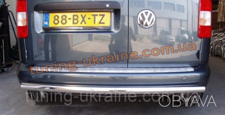 Защита заднего бампера труба прямая для Volkswagen Caddy 2010 выполнена в виде т. . фото 1