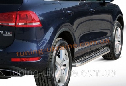  Пороги алюминиевые BlackLine для Volkswagen Touareg 2002-2010 изготовлены из сп. . фото 2