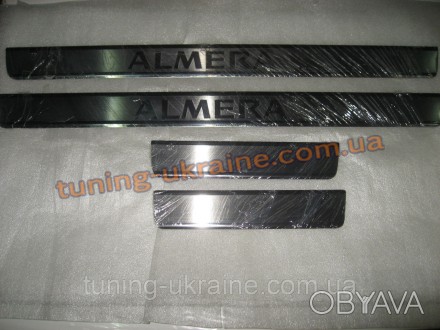 
Хром накладки на внутренние пороги надпись гравировка для Nissan Almera 2000-20. . фото 1