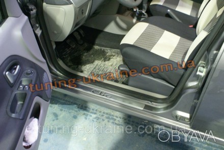  Накладки на пороги Omsa на Renault Clio 2005-2012 изготовлены из пищевой нержав. . фото 1