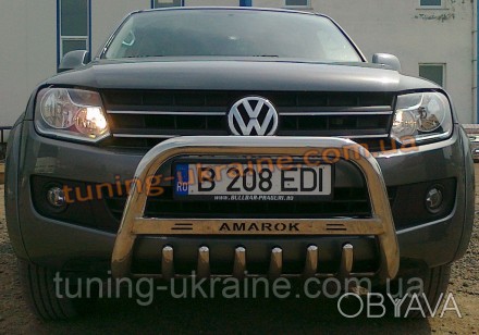  Защита переднего бампера кенгурятник низкий с надписью D60 на Volkswagen Amarok. . фото 1