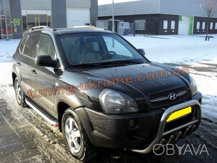  Пороги алюминиевые Fullmond для Hyundai Tucson 2004-2009 изготовлены из специал. . фото 1