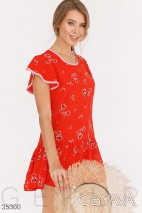 Доступные размеры: s, m, l, xl Платье красного цвета асимметричного кроя с цвето. . фото 1