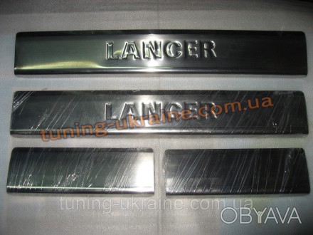 
Хром накладки на внутренние пороги надпись гравировка для Mitsubishi Lancer 10 . . фото 1