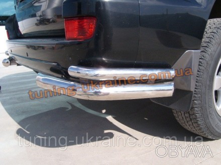 Защита заднего бампера уголки двойные для Toyota Land Cruiser Prado 120 2002-200. . фото 1
