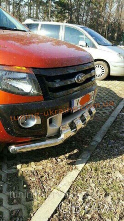Дуга с клыками хром для Ford Ranger 2016-2019 Защита переднего бампера труба с г. . фото 1