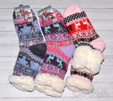  
Новогодние женские домашние теплые носки с оленями красные
 
Размер универсаль. . фото 1