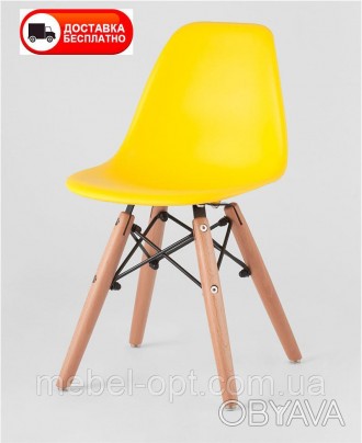 Стул детский Тауэр Вaby Eames DSW kids пластиковый желтый, ножки дерево бук