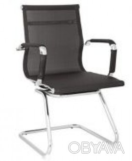 Офісне крісло, середня спинка, матеріал сітка, на полозах, хромована фурнітура, . . фото 1