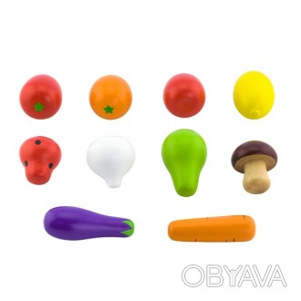 Іграшкові продукти Viga Toys Дерев'яні овочі та фрукти – це ігровий набір . . фото 1