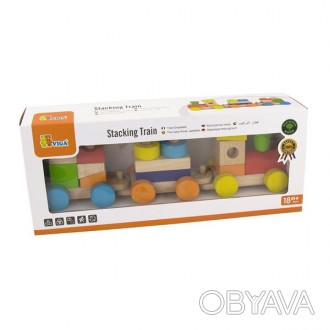 Збірний дерев'яний поїзд Viga Toys Кольорові кубики – це барвиста розвивал. . фото 1