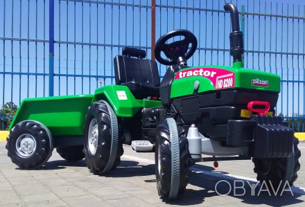 
Трактор педальный большой с прицепом зеленый с зеленым прицепом PILSAN Турция о. . фото 1