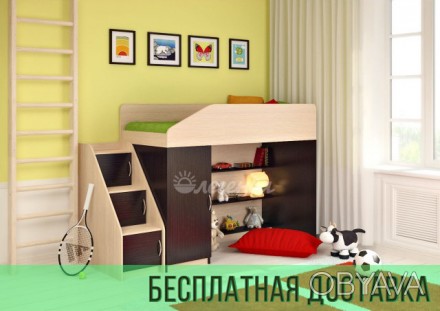 Комплект детской мебели "Легенда 11" включает в себя: кровать чердак, платяной ш. . фото 1